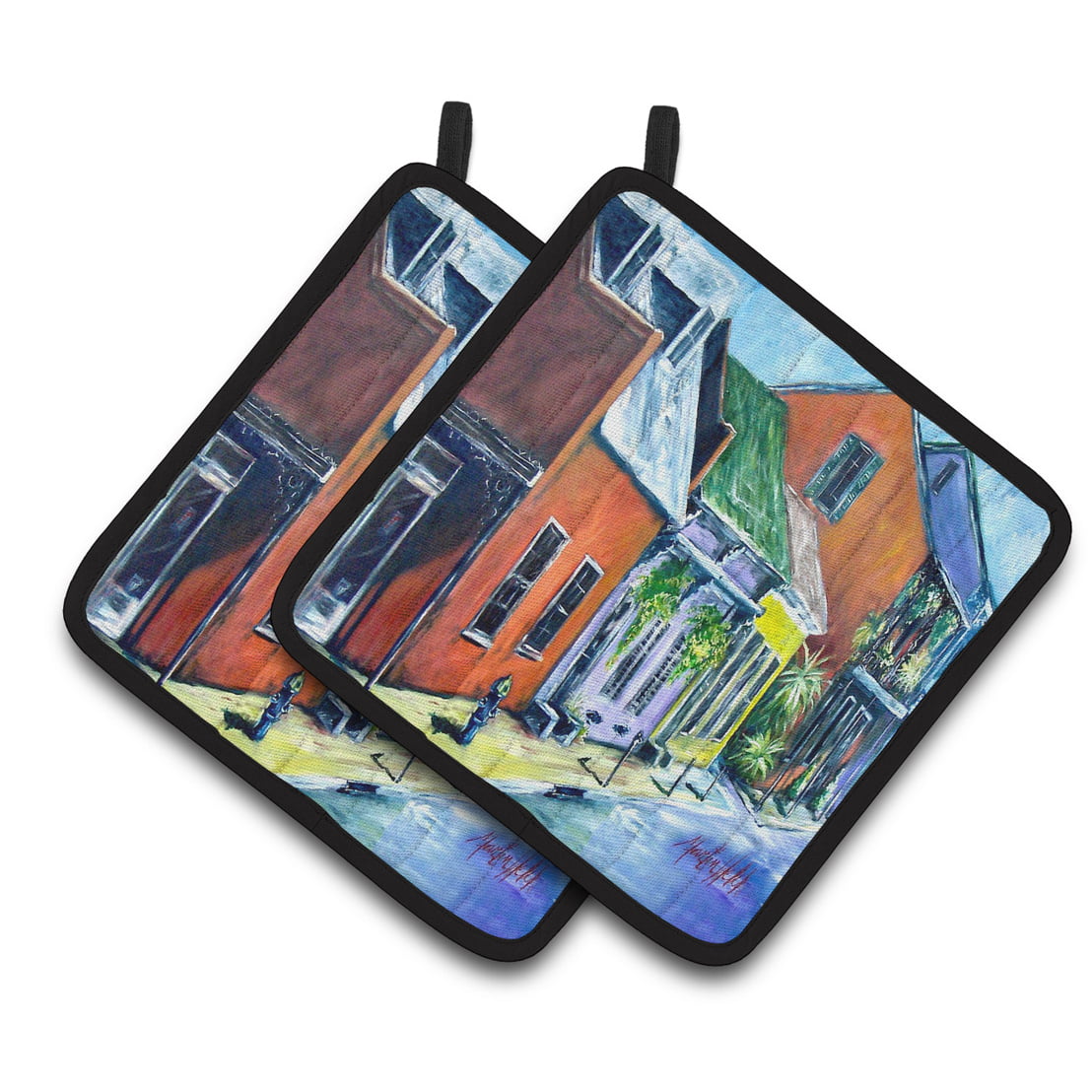 Somewhere Close Houses Pair of Pot Holders