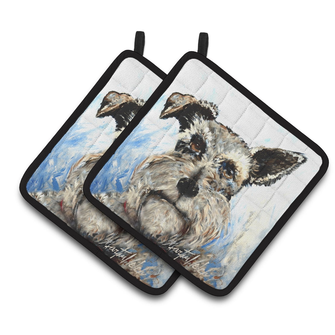 Schnauzer Whiter Beard Pair of Pot Holders