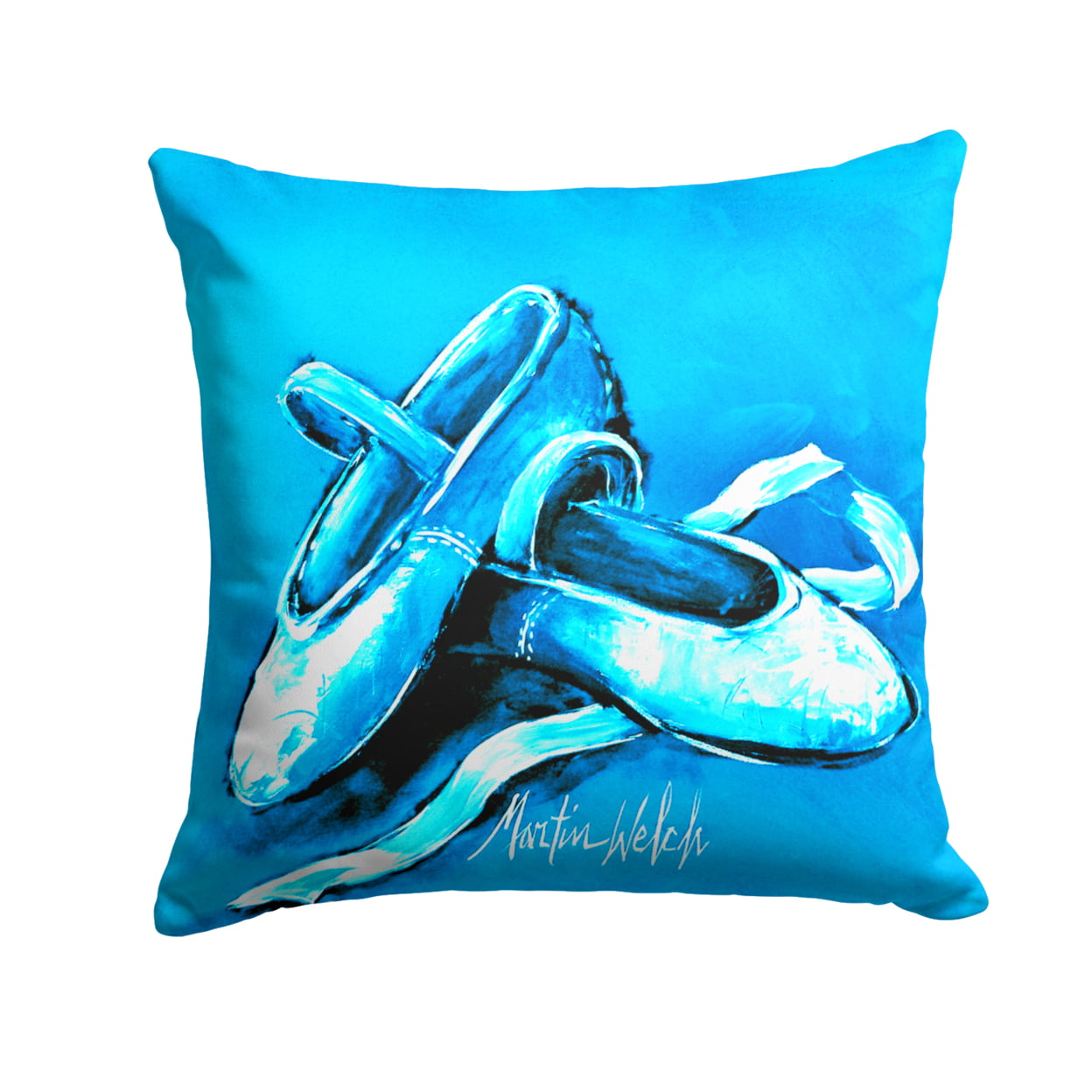Ballet Shoes Aqua Blue Fabric Decorative Pillow