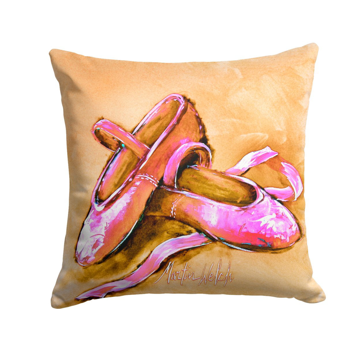 Ballet Shoes Brown & Pink Fabric Decorative Pillow
