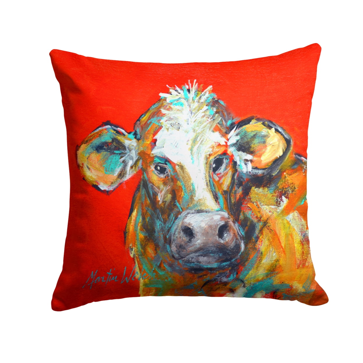 Cow Caught Red Handed Too Fabric Decorative Pillow