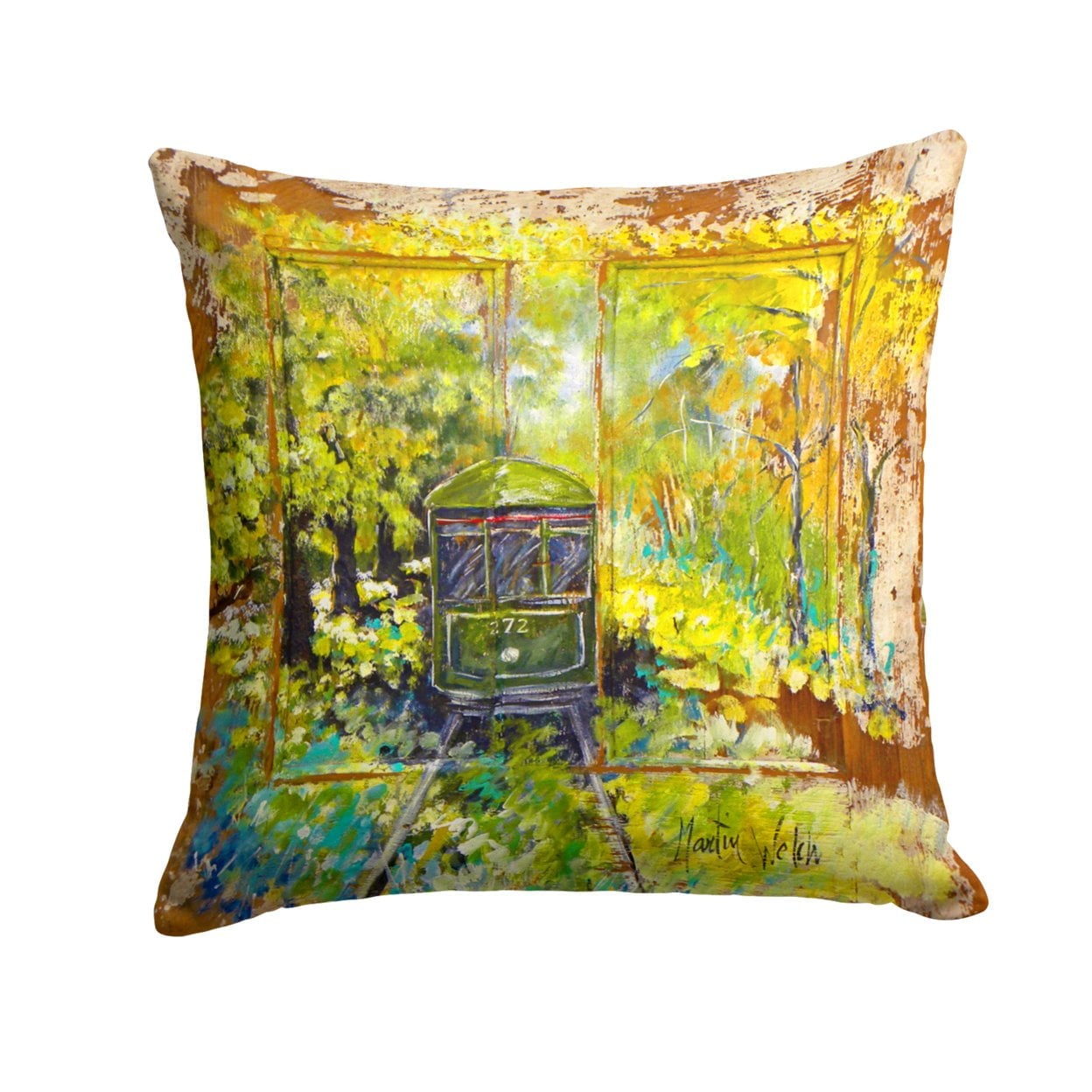 Streetcar End of the Line Fabric Decorative Pillow