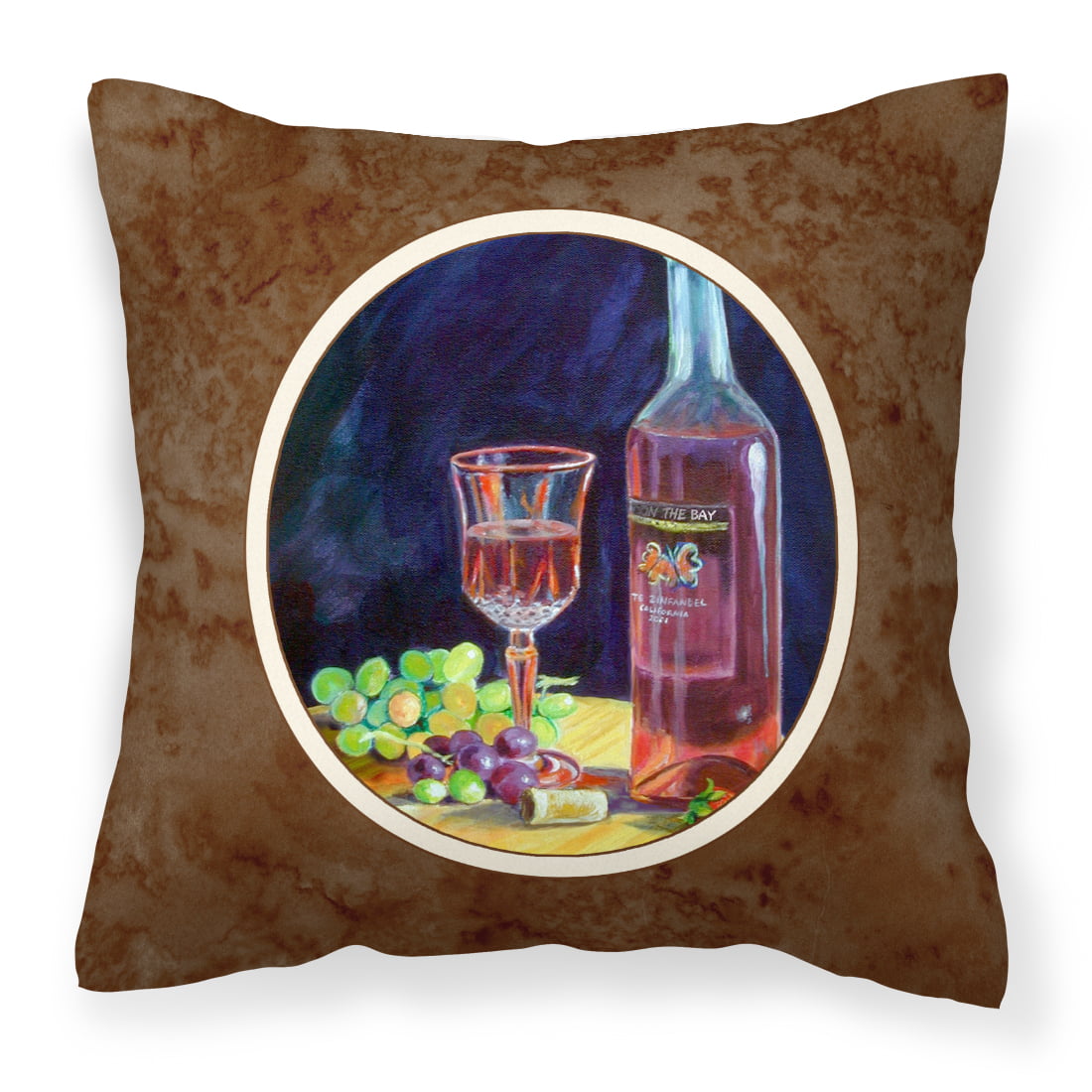 Red Wine Bottle & Glass Fabric Decorative Pillow