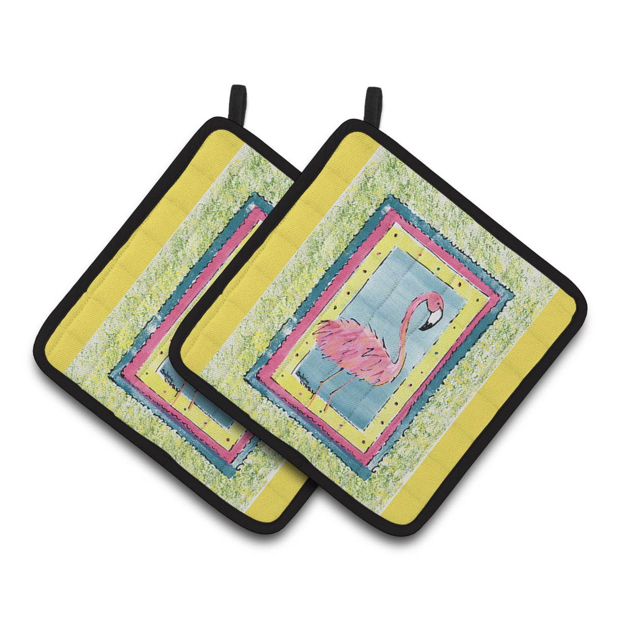 Picture of Carolines Treasures 8106-BPTHD Bird - Flamingo Pair of Pot Holders