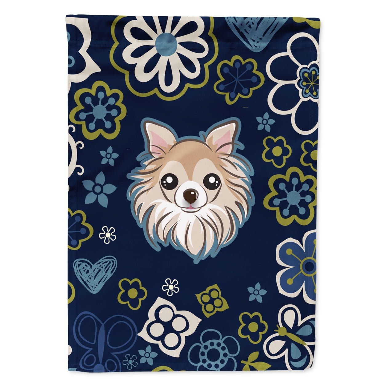 Blue Flowers Chihuahua Garden Size Flag