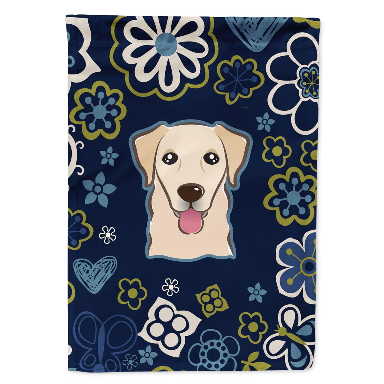 Blue Flowers Golden Retriever Garden Size Flag