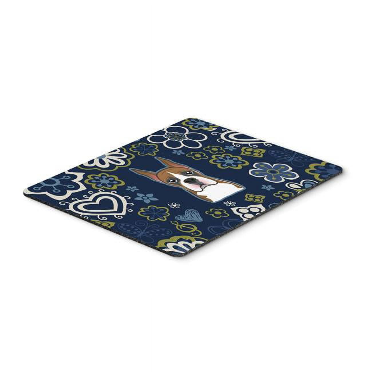 Blue Flowers Boxer Mouse Pad, Hot Pad or Trivet