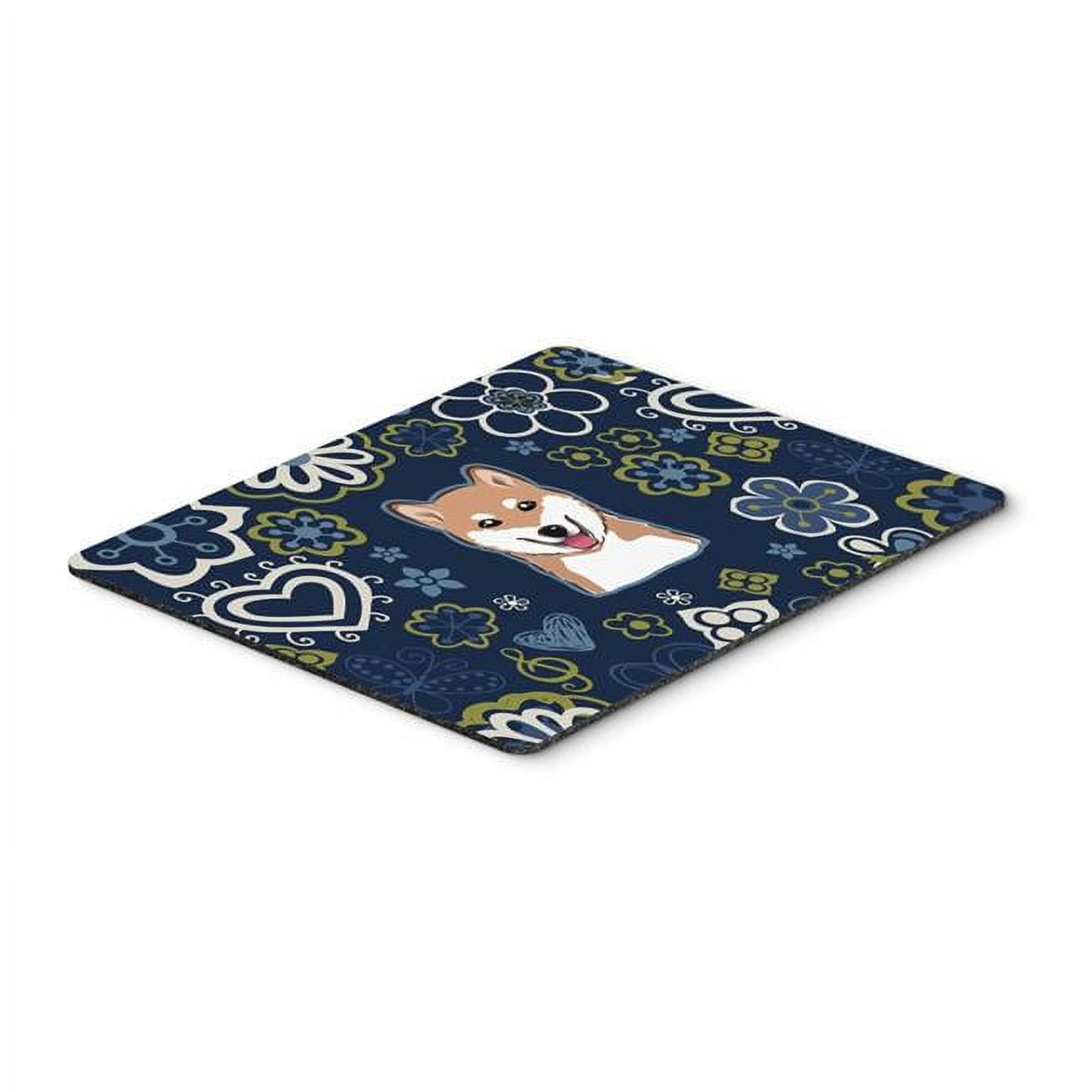 Blue Flowers Shiba Inu Mouse Pad, Hot Pad or Trivet