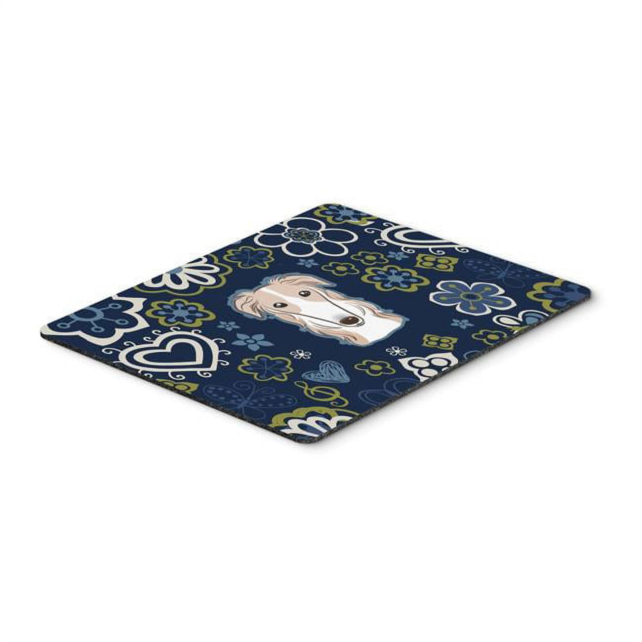 Blue Flowers Borzoi Mouse Pad, Hot Pad or Trivet