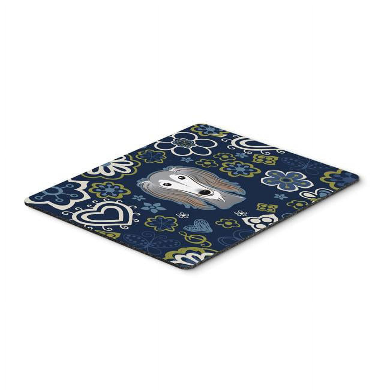 Blue Flowers Saluki Mouse Pad, Hot Pad or Trivet