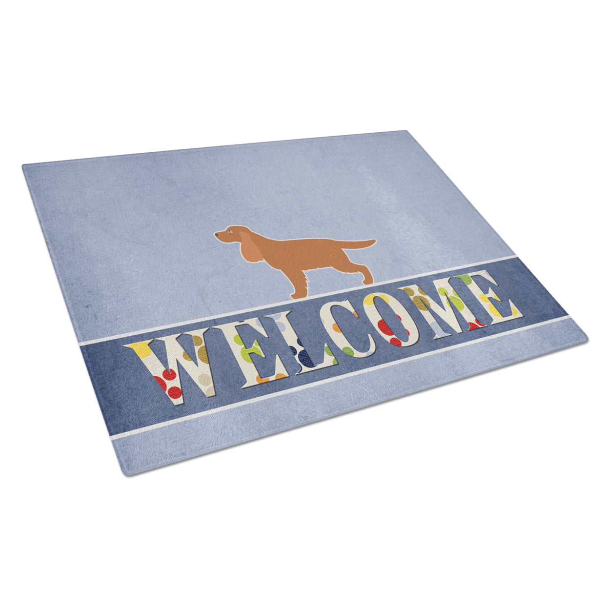 English Cocker Spaniel Welcome Glass Cutting Board - Large