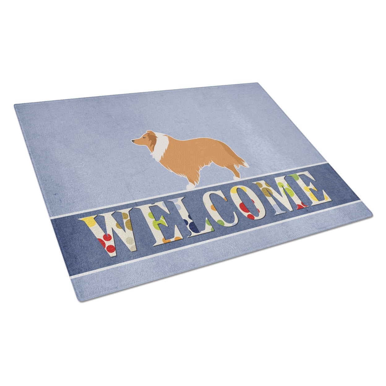 Collie Welcome Glass Cutting Board - Large