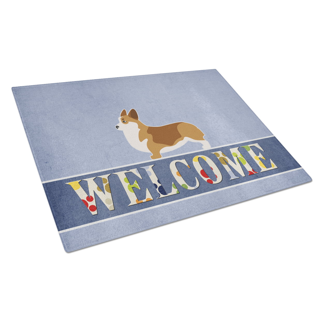 Corgi Welcome Glass Cutting Board - Large