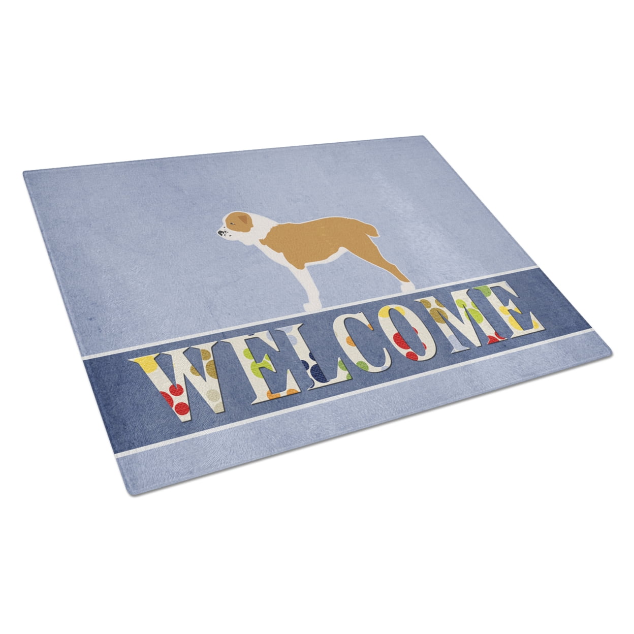 Central Asian Shepherd Dog Welcome Glass Cutting Board - Large