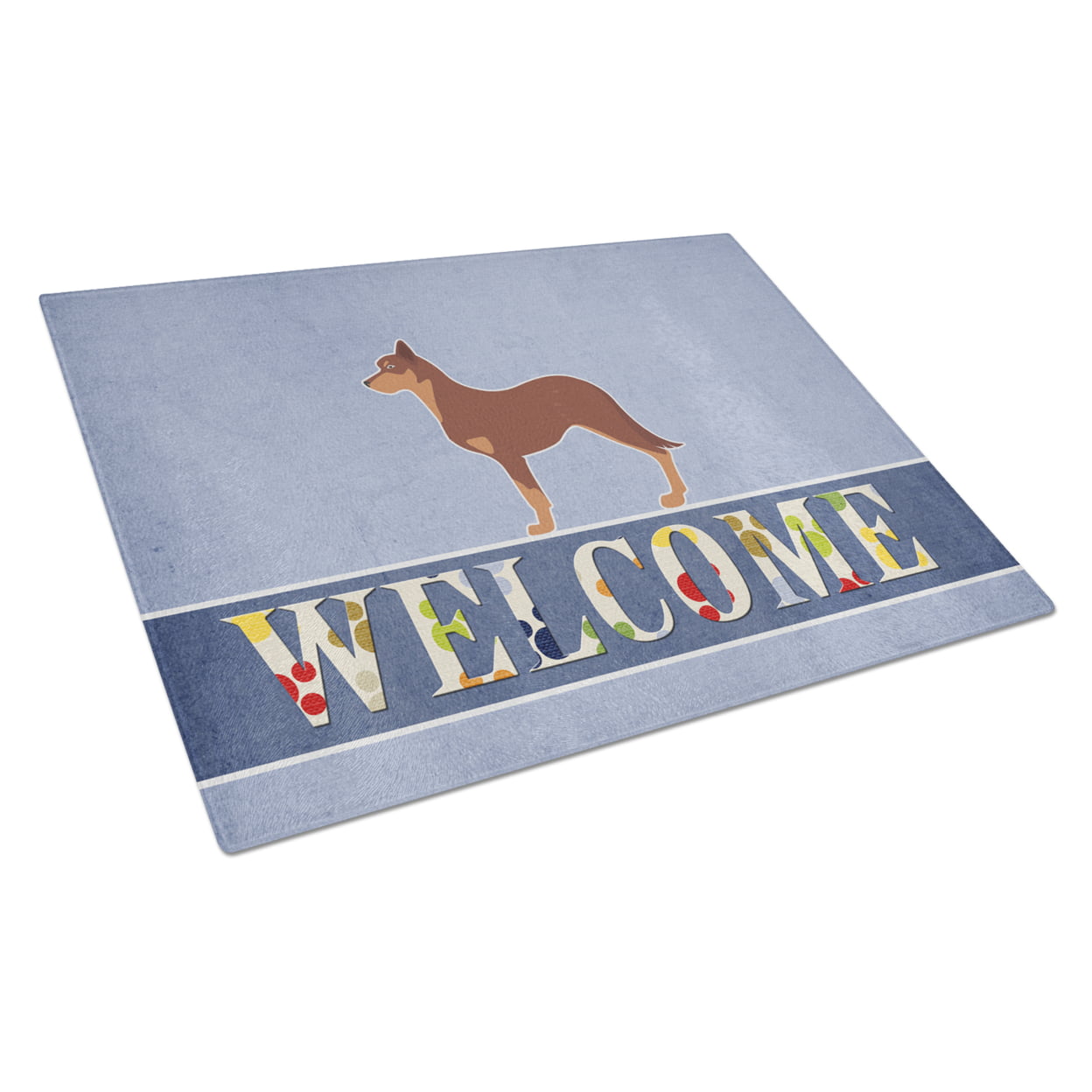 Australian Kelpie Dog Welcome Glass Cutting Board - Large