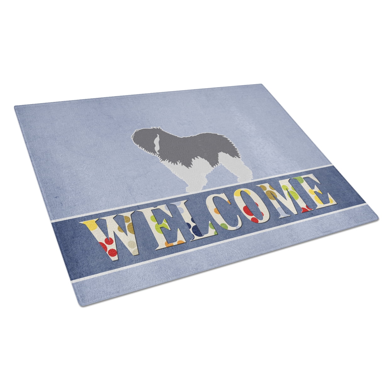 BB5536LCB Polish Lowland Sheepdog Dog Welcome Glass Cutting Board - Large