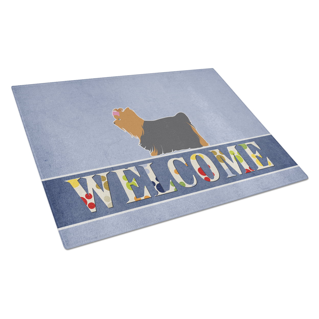 Yorkshire Terrier Yorkie Welcome Glass Cutting Board - Large