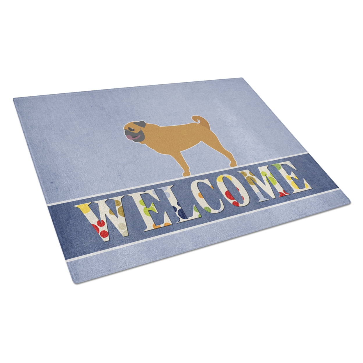 Pug Welcome Glass Cutting Board - Large