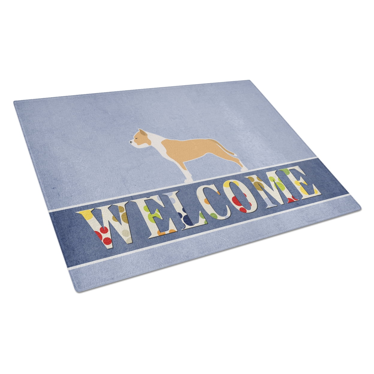 Picture of Carolines Treasures BB5558LCB Staffordshire Bull Terrier Welcome Glass Cutting Board - Large