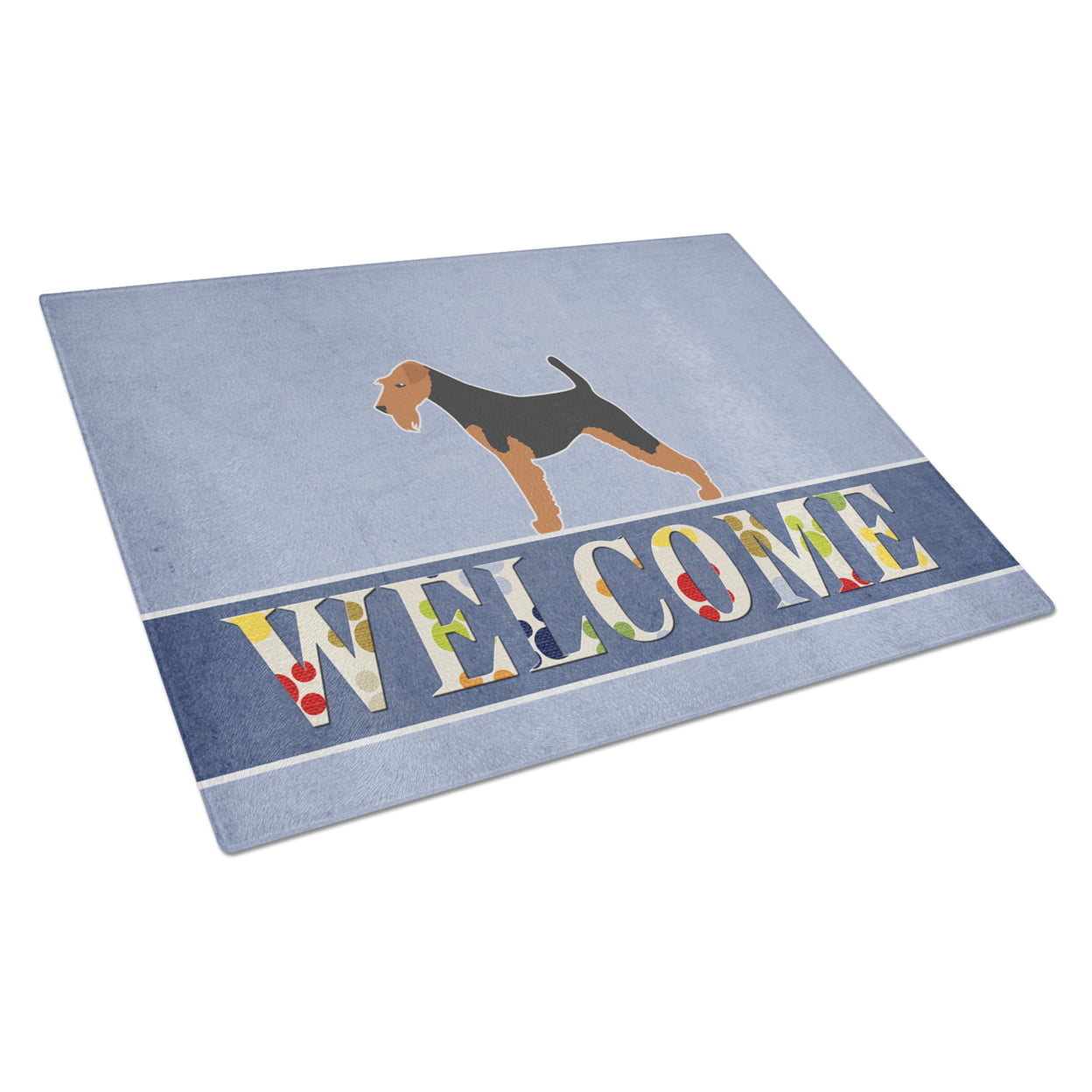 BB5561LCB Airedale Terrier Welcome Glass Cutting Board - Large
