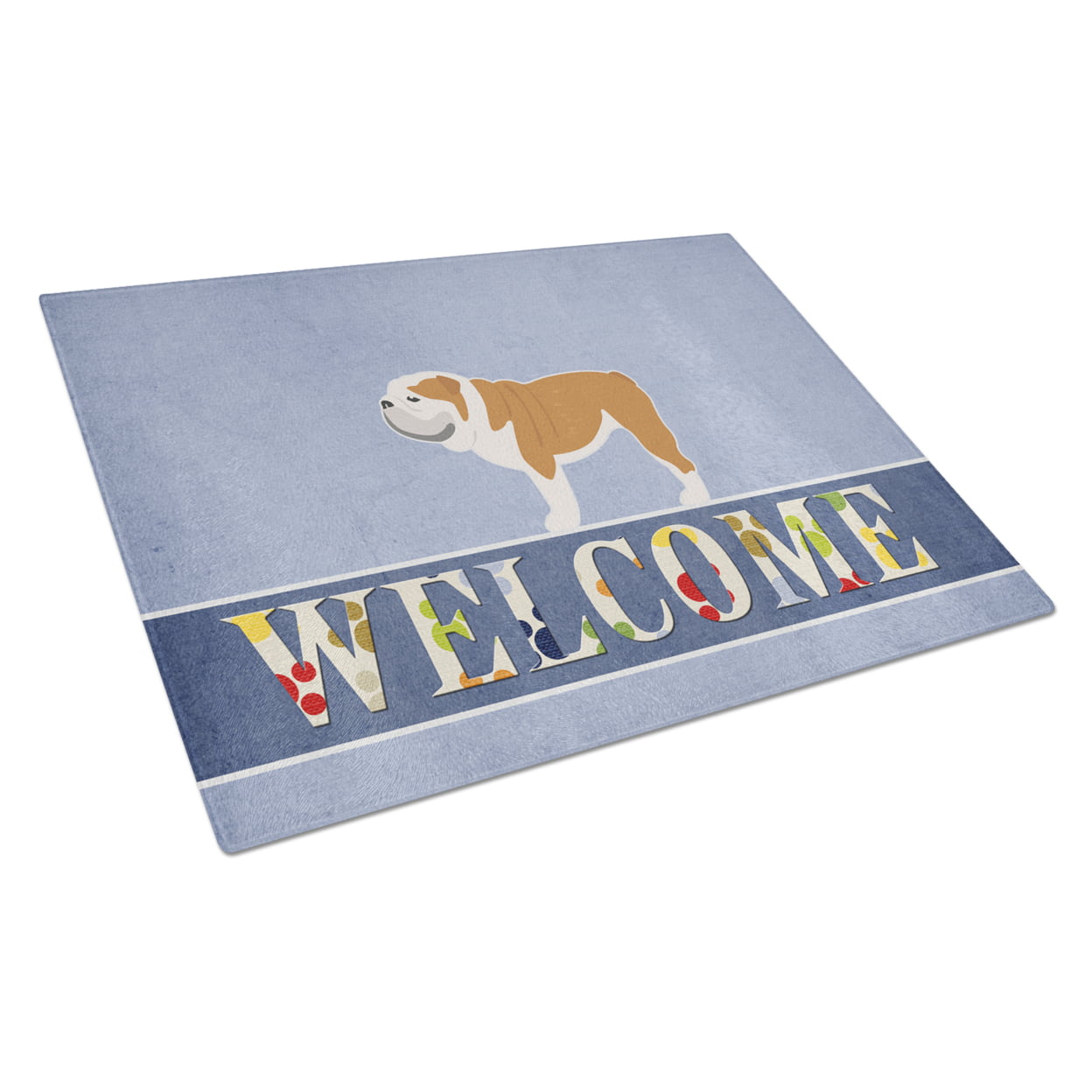 English Bulldog Welcome Glass Cutting Board - Large