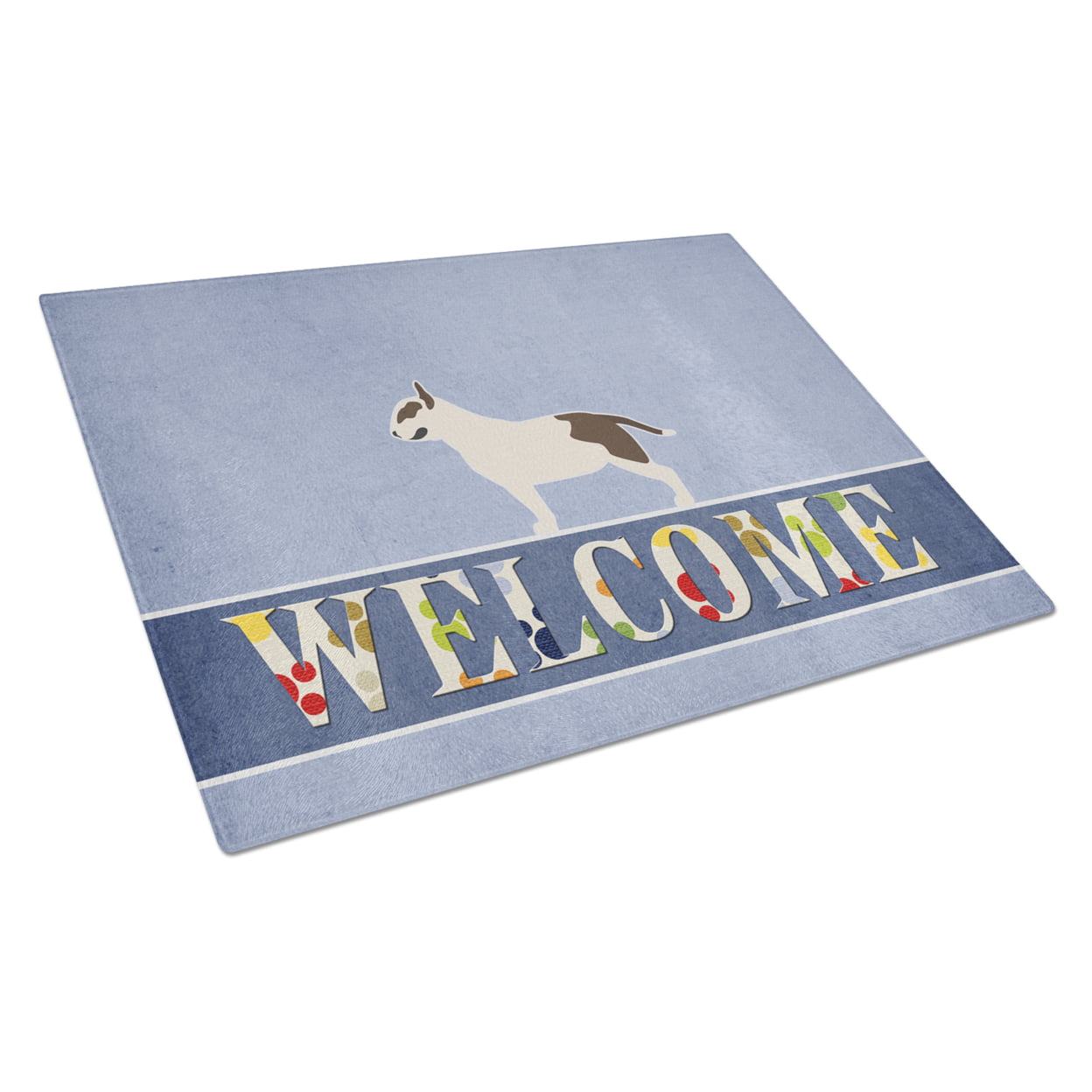 Bull Terrier Welcome Glass Cutting Board - Large