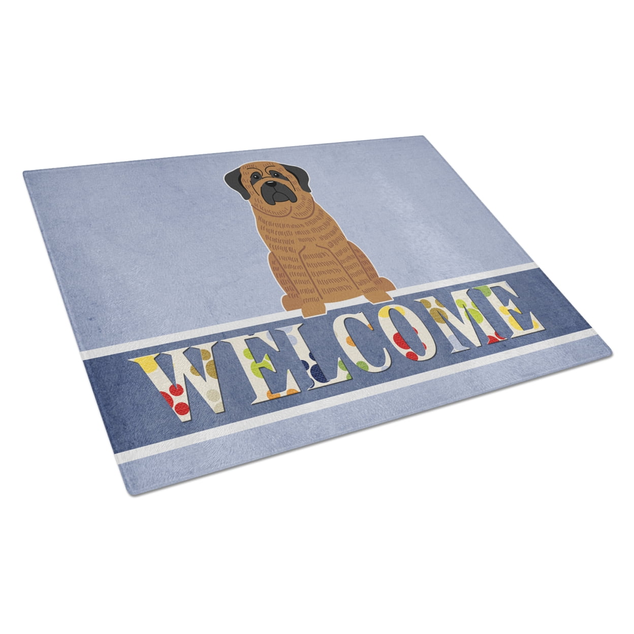 Mastiff Brindle Welcome Glass Cutting Board - Large
