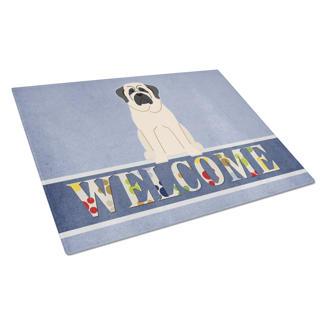 Mastiff White Welcome Glass Cutting Board - Large