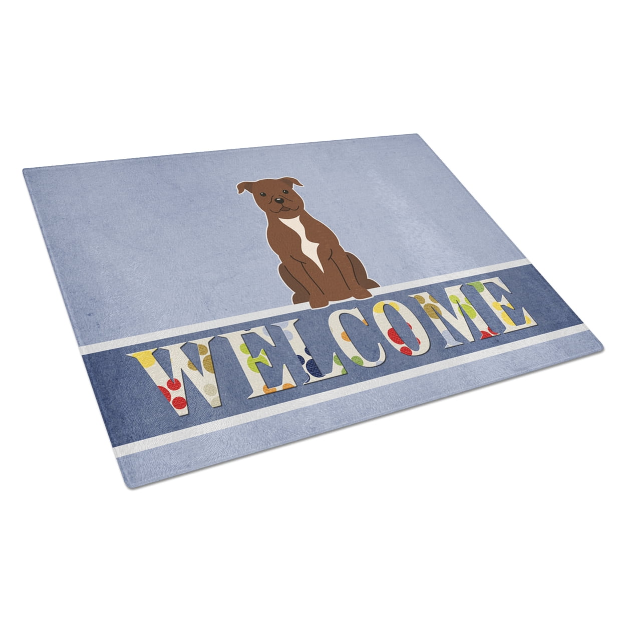 Staffordshire Bull Terrier Chocolate Welcome Glass Cutting Board - Large