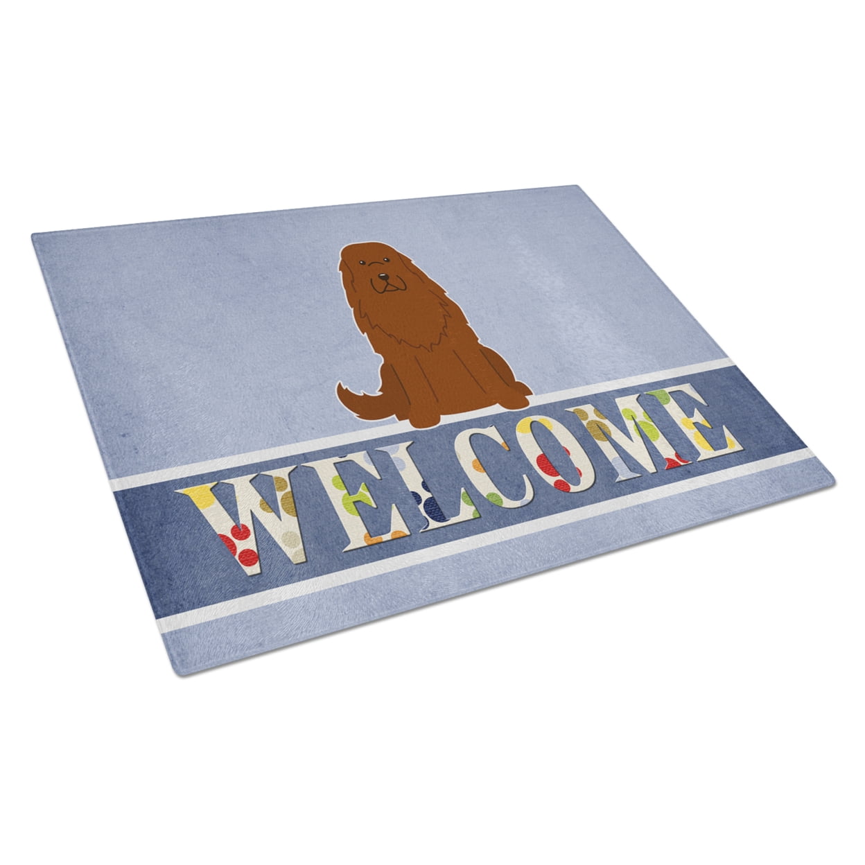 Caucasian Shepherd Dog Welcome Glass Cutting Board - Large