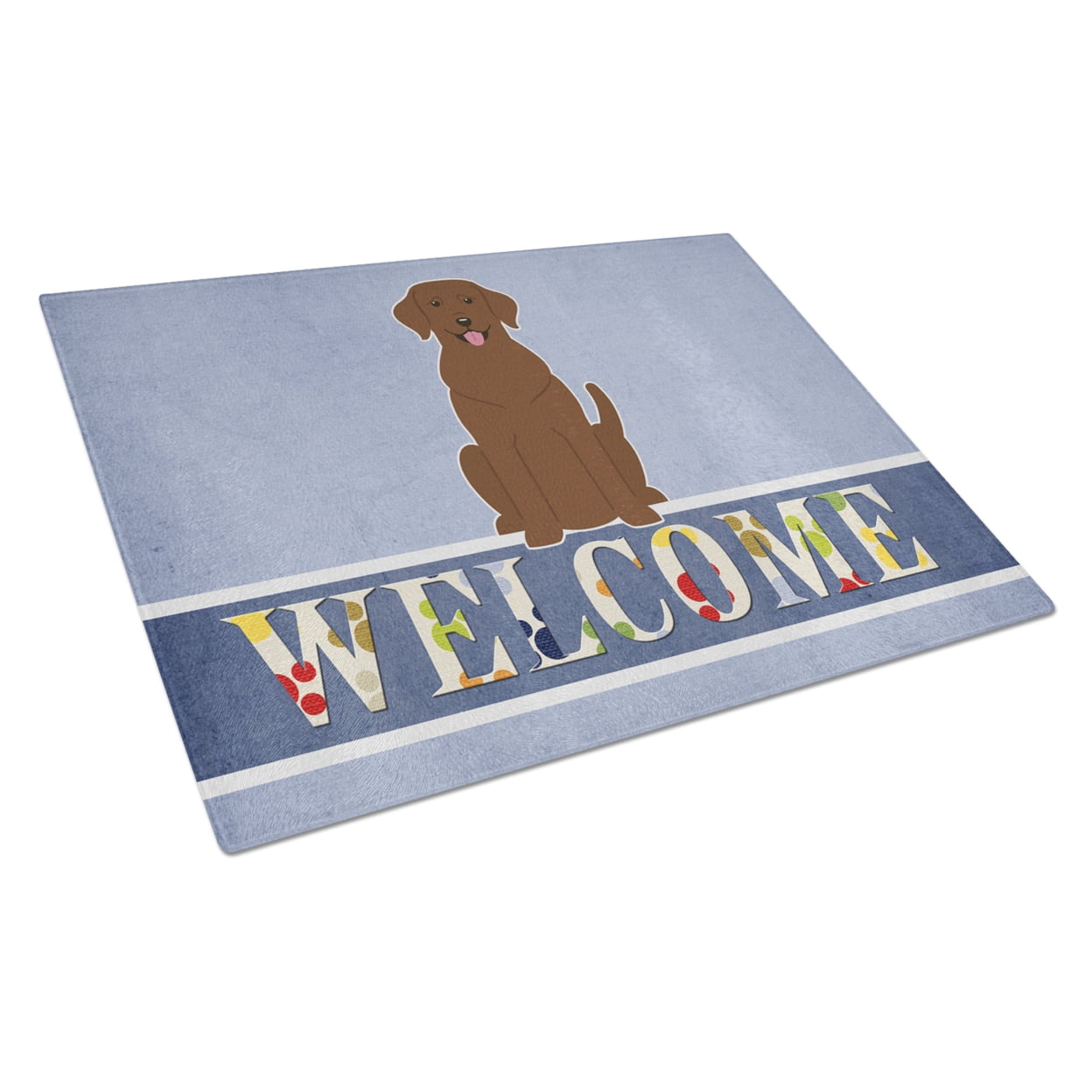 Chocolate Labrador Welcome Glass Cutting Board - Large