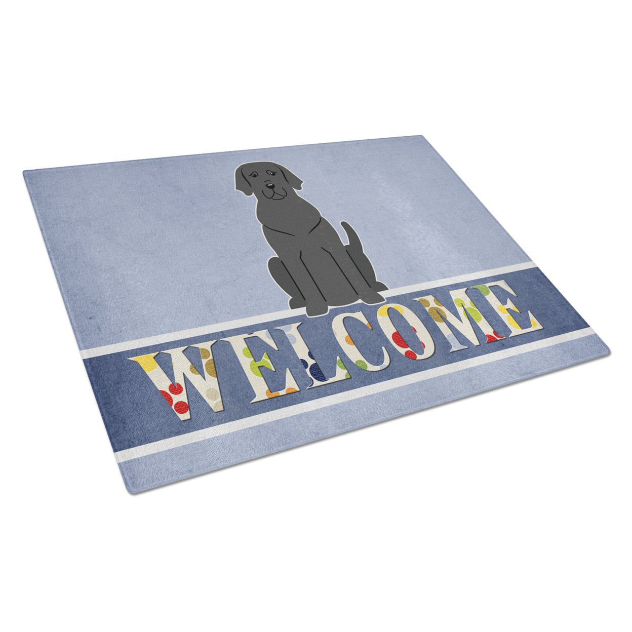 Black Labrador Welcome Glass Cutting Board - Large