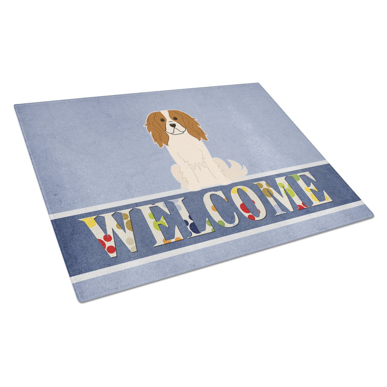 Cavalier Spaniel Welcome Glass Cutting Board - Large