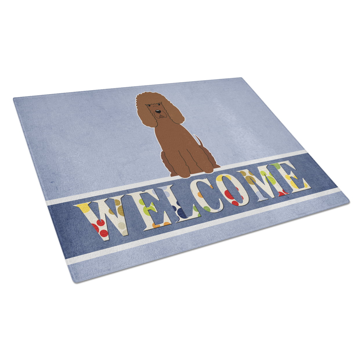 Irish Water Spaniel Welcome Glass Cutting Board - Large
