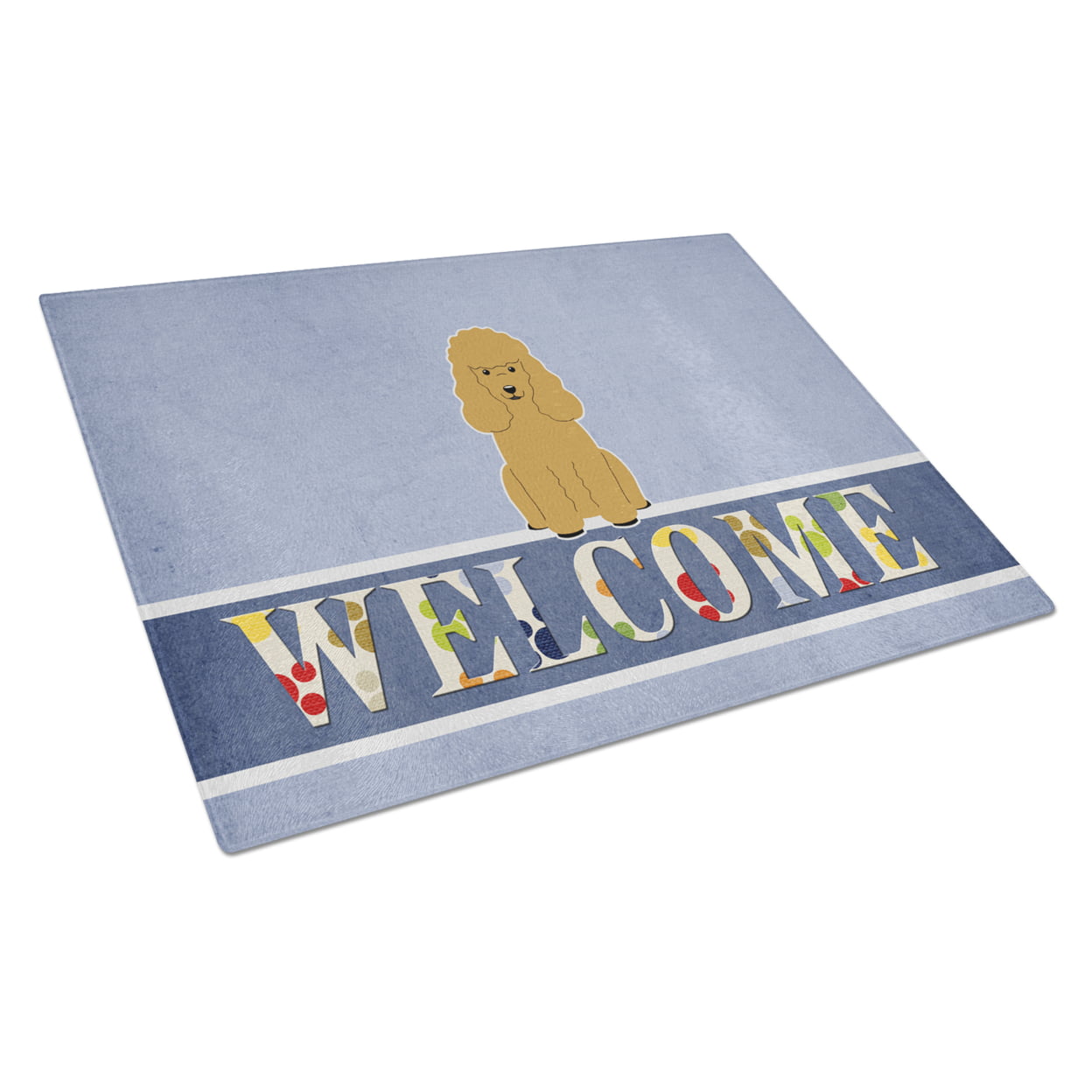 Poodle Tan Welcome Glass Cutting Board - Large
