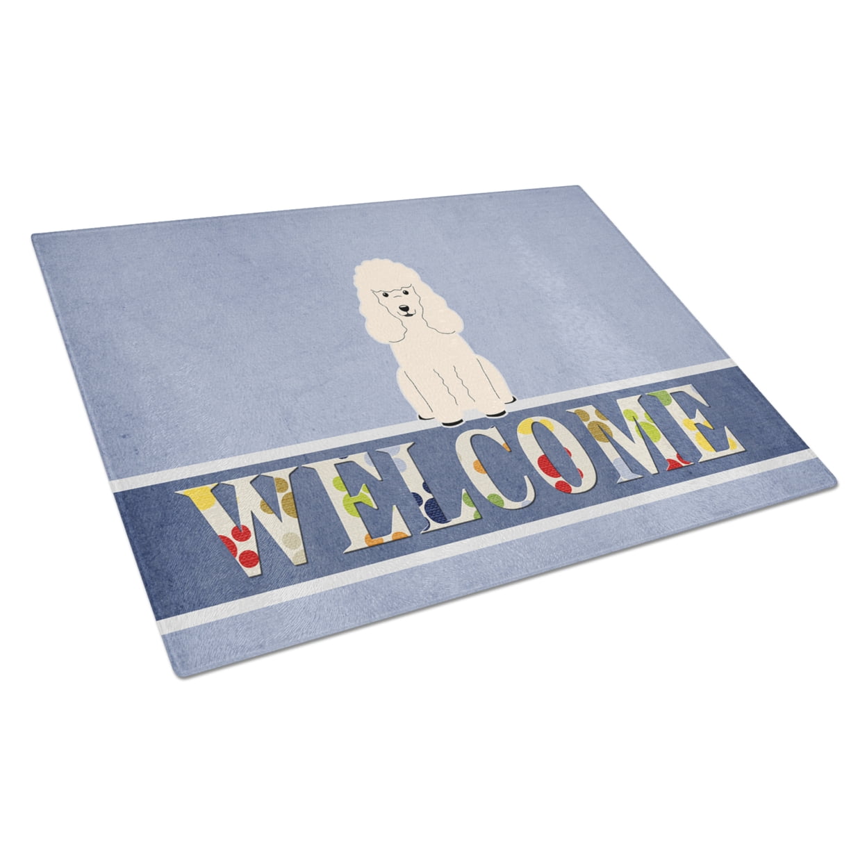 Poodle White Welcome Glass Cutting Board - Large