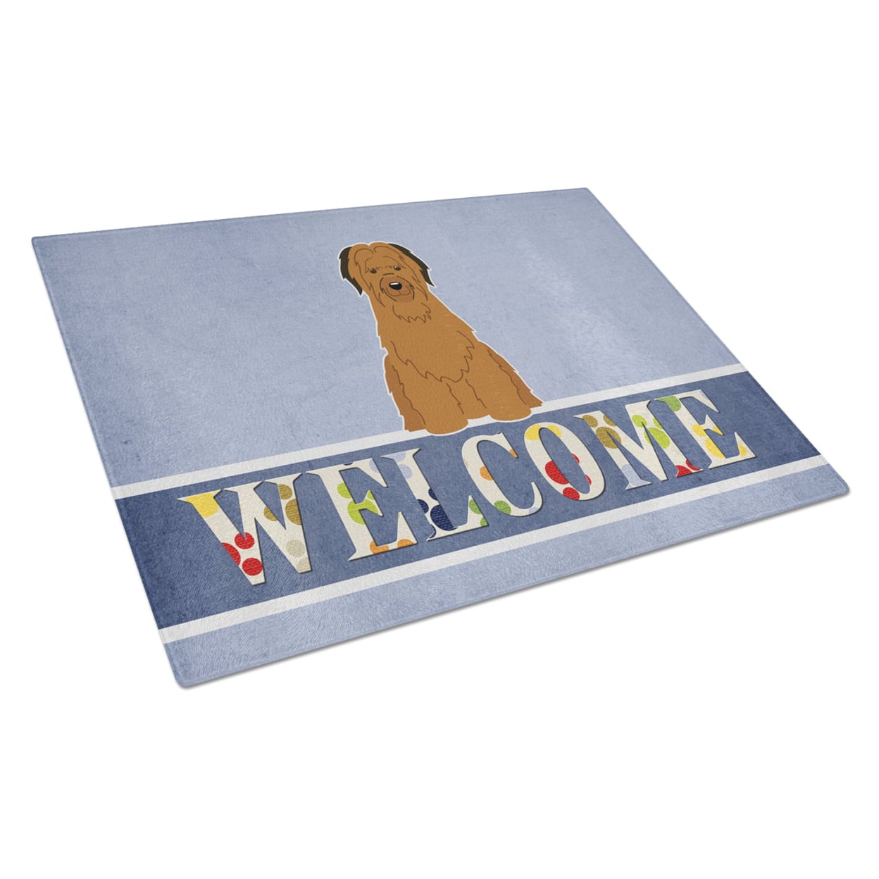 Briard Brown Welcome Glass Cutting Board - Large