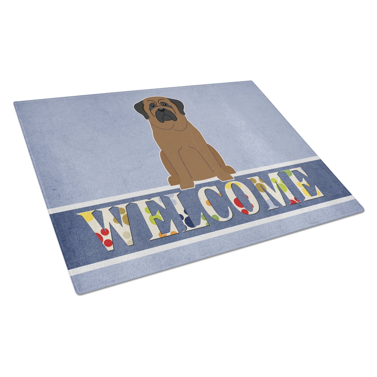 Bullmastiff Welcome Glass Cutting Board - Large