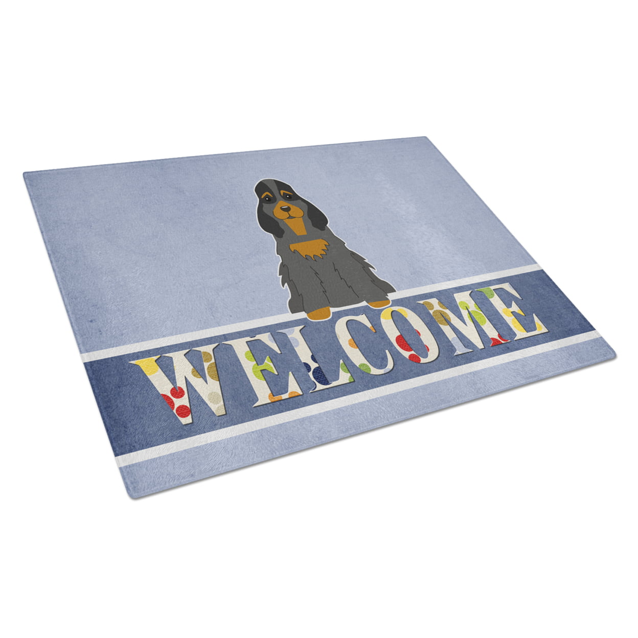 Cocker Spaniel Black Tan Welcome Glass Cutting Board - Large
