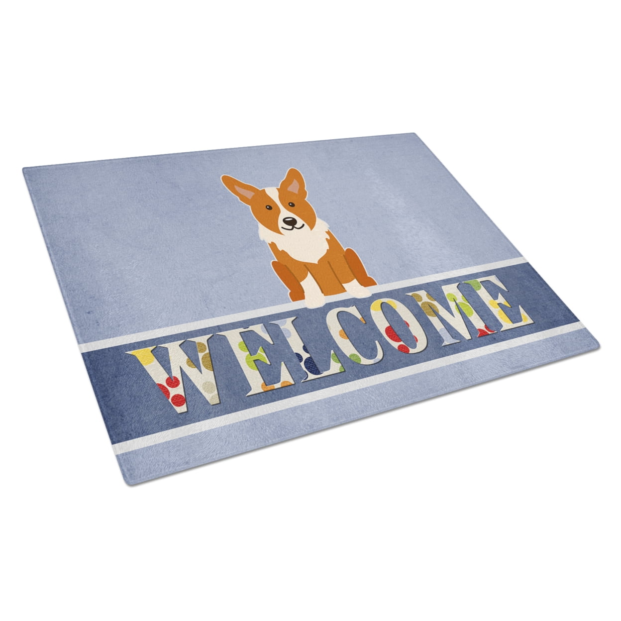 Corgi Welcome Glass Cutting Board - Large