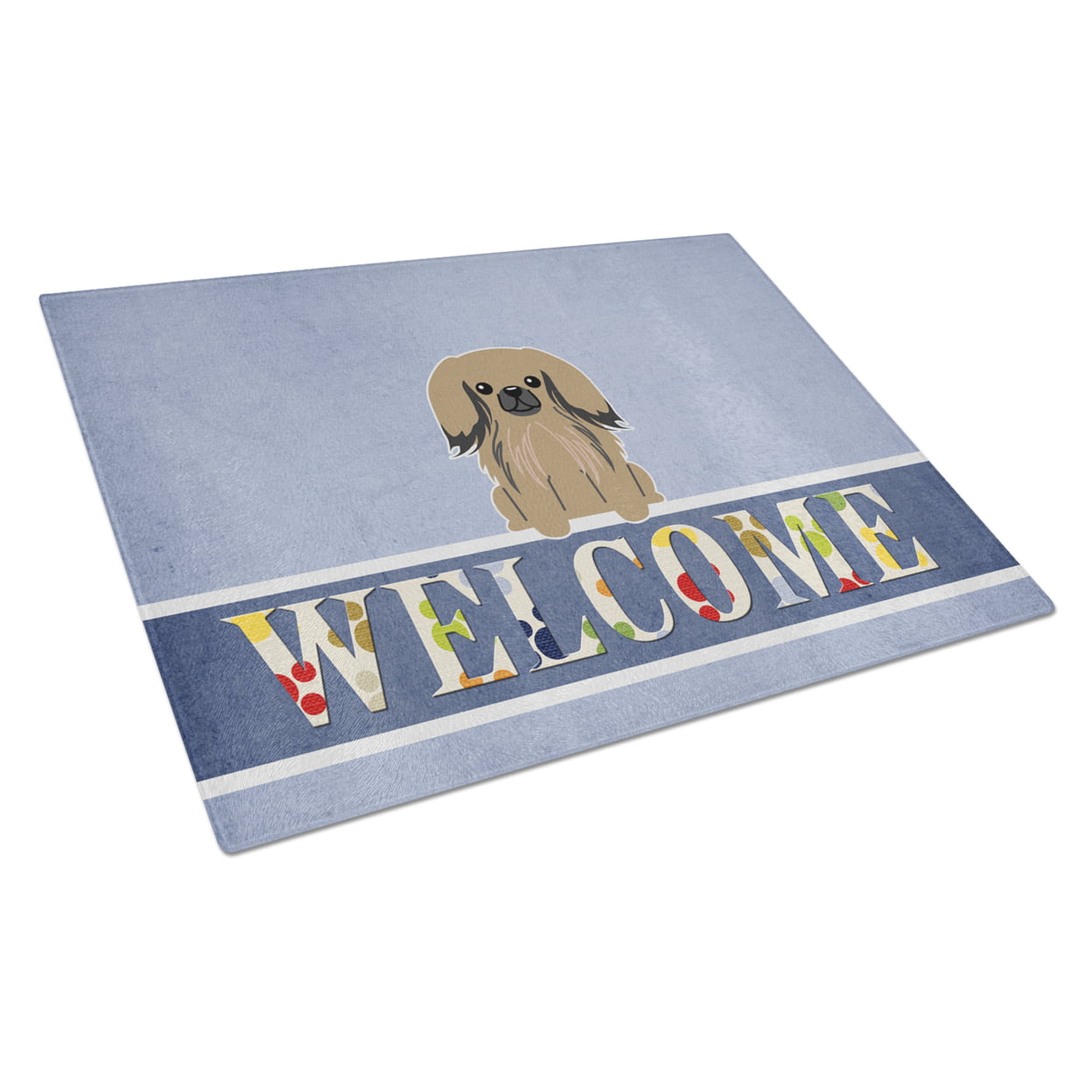 Pekingnese Tan Welcome Glass Cutting Board - Large
