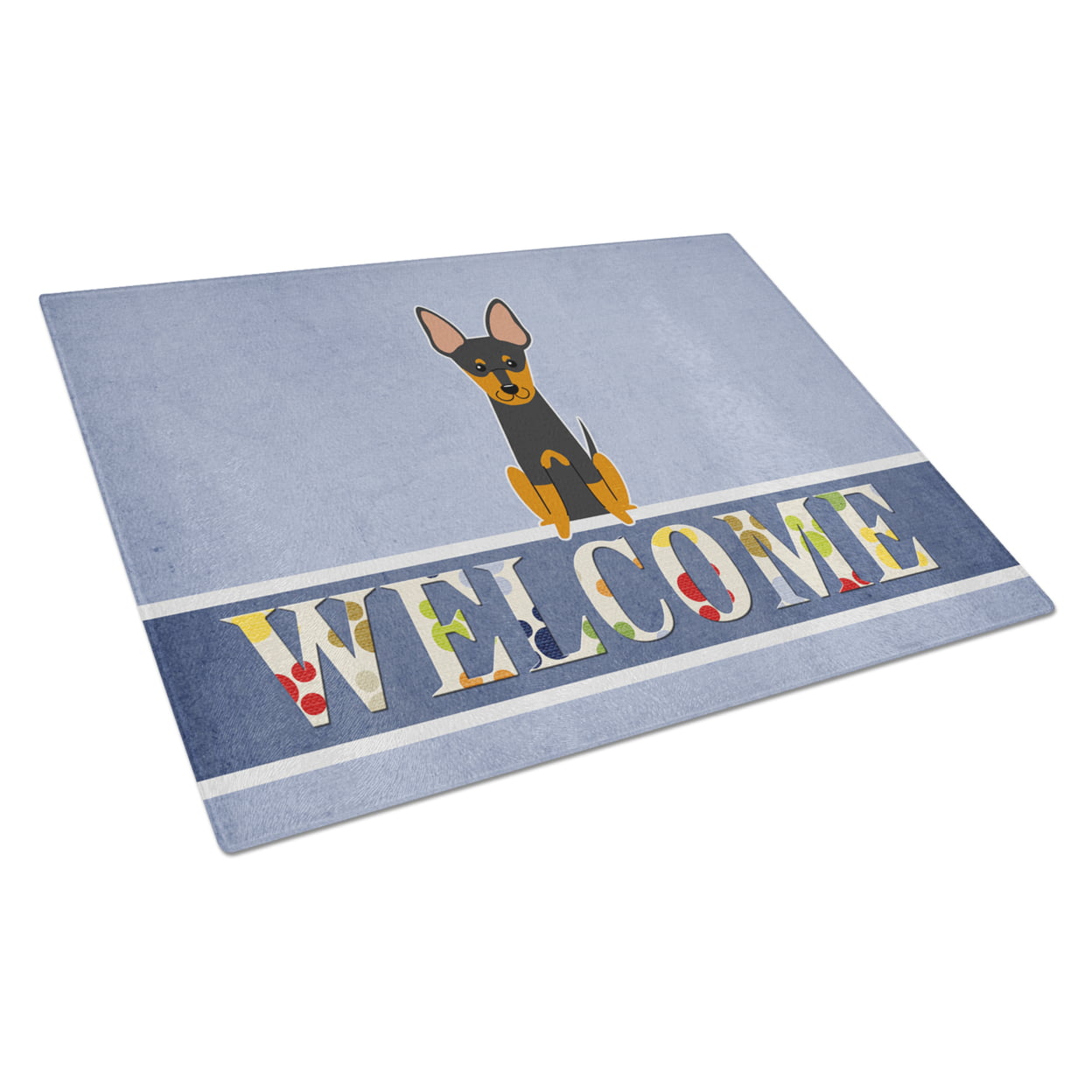 English Toy Terrier Welcome Glass Cutting Board - Large
