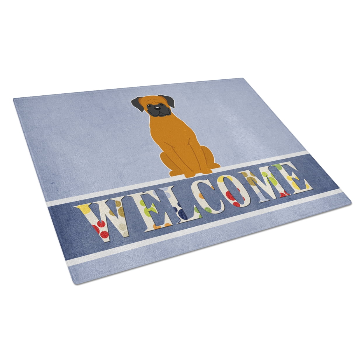 Fawn Boxer Welcome Glass Cutting Board - Large