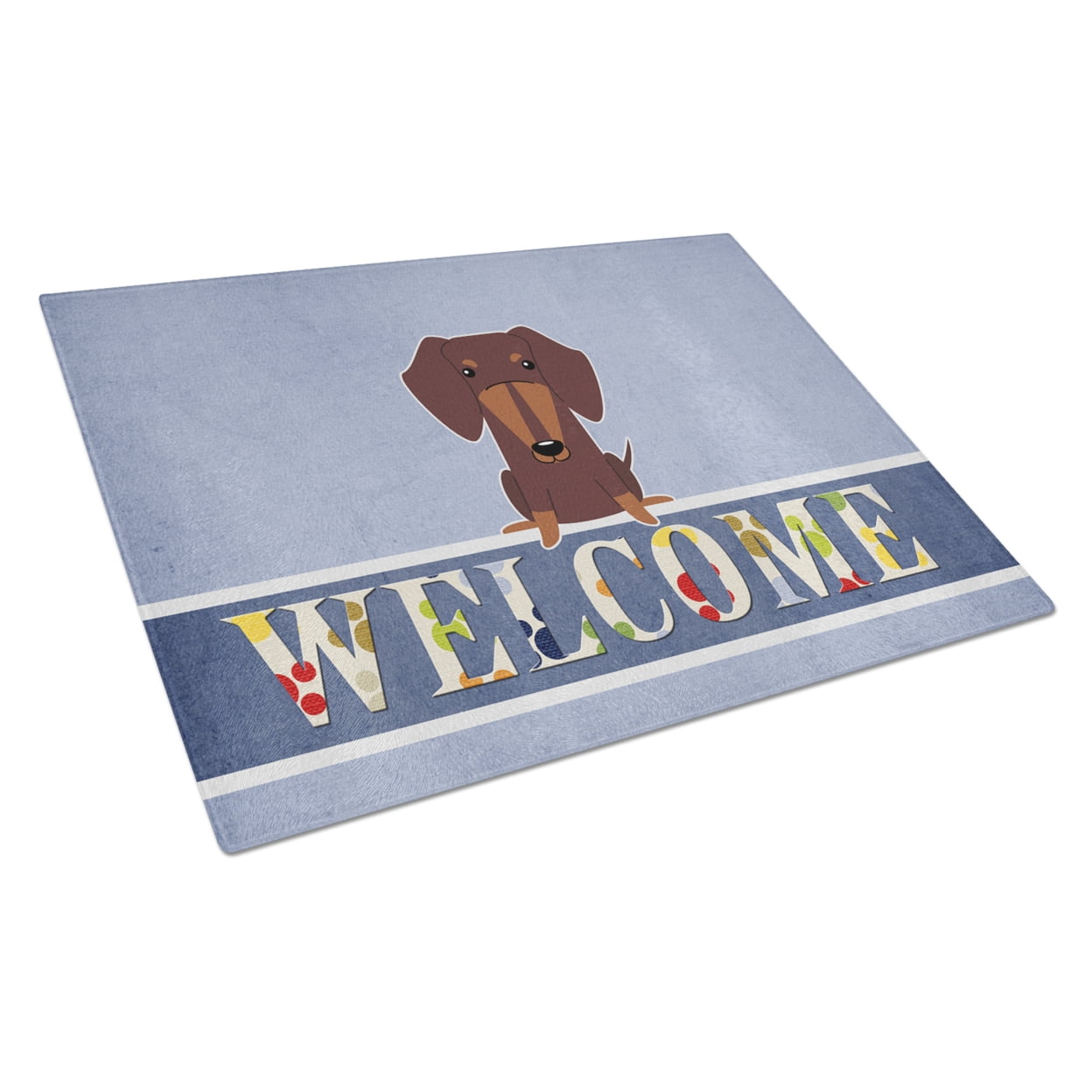 Dachshund Chocolate Welcome Glass Cutting Board - Large