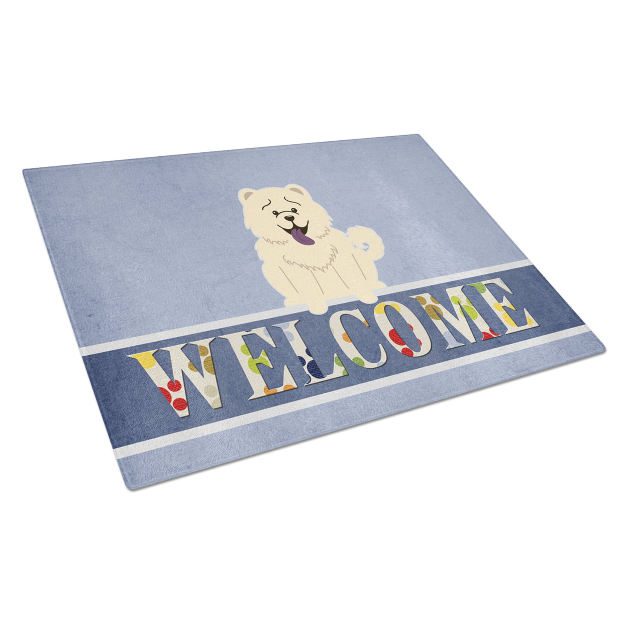 Chow Chow White Welcome Glass Cutting Board - Large