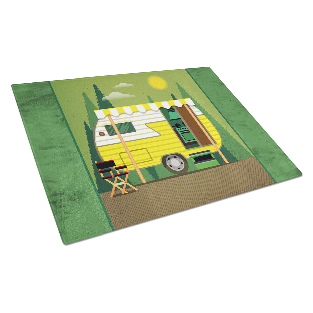 BB5478LCB Greatest Adventure Retro Camper Glass Cutting Board - Large