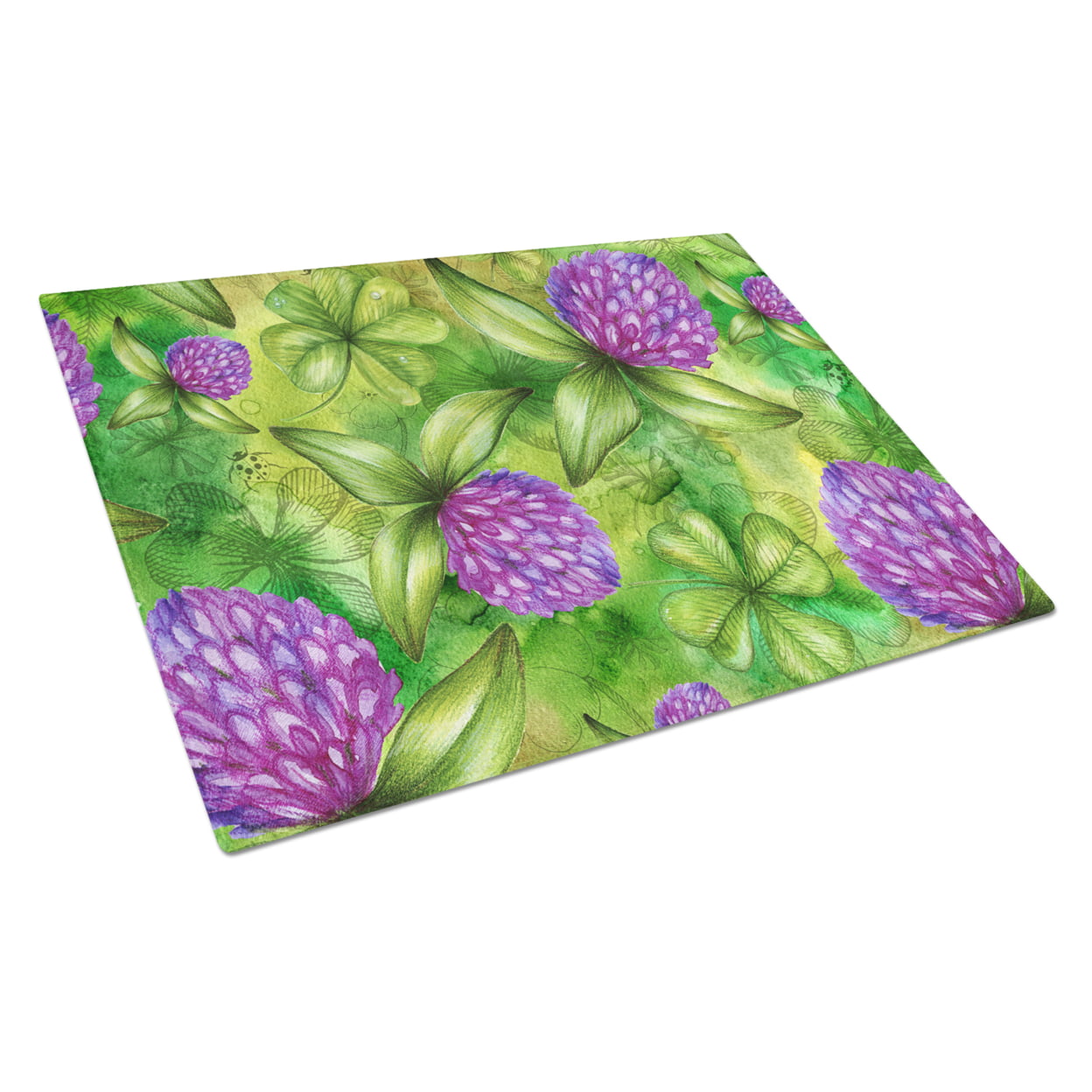 Shamrocks in Bloom Glass Cutting Board - Large