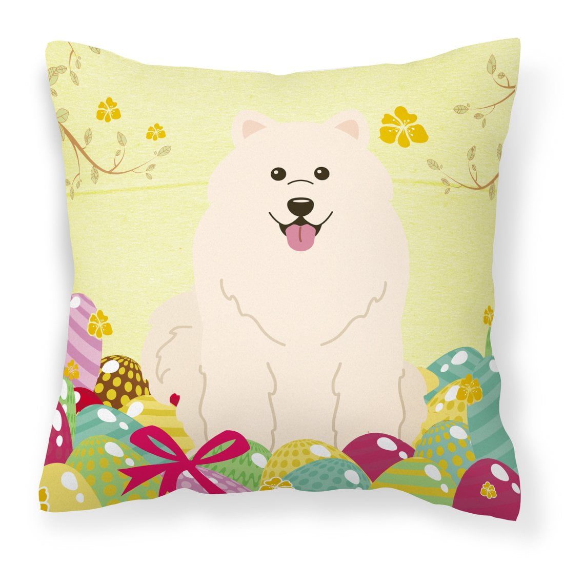 Easter Eggs Samoyed Fabric Decorative Pillow