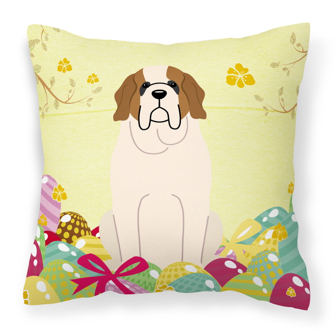 Easter Eggs Saint Bernard Fabric Decorative Pillow