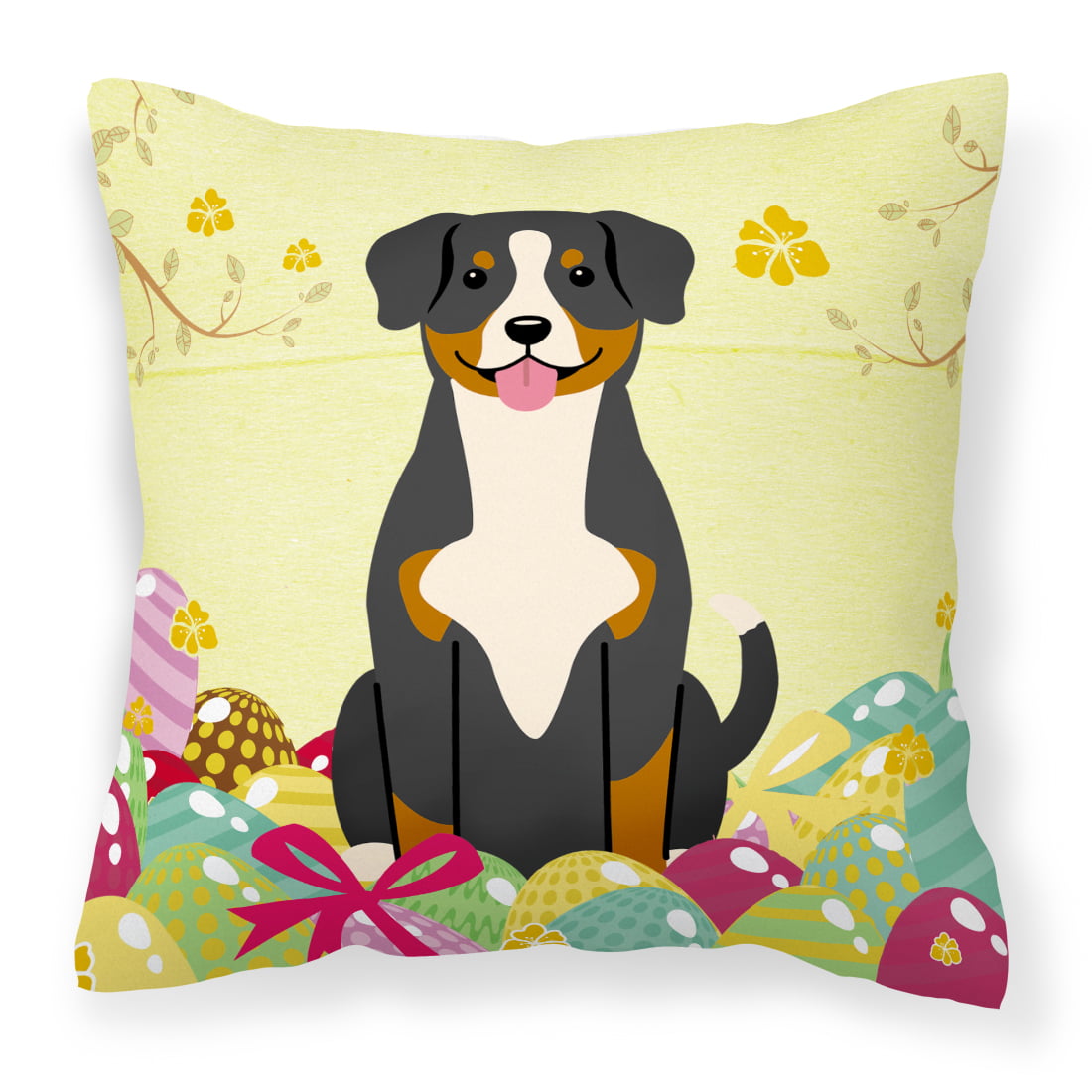 BB6038PW1414 Easter Eggs Entlebucher Fabric Decorative Pillow
